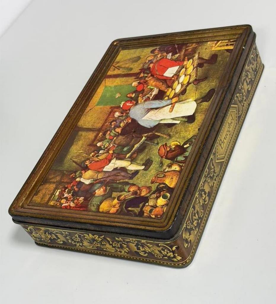 Vintage De Gruyter blikken trommel Brueghel 1953 antiek blik, Verzamelen, Blikken, Ophalen of Verzenden, Zo goed als nieuw