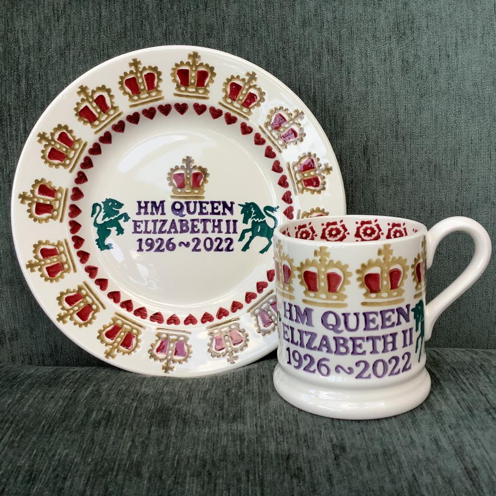 Emma Bridgewater - servies - Queen Elizabeth 👑 Mug+ Plate, Nieuw, Ophalen of Verzenden, Overige stijlen, Kop(pen) en/of Schotel(s)