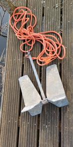 Anker, bootanker, gegalvaniseerd staal+ 10 meter oranje touw, Watersport en Boten, Ophalen of Verzenden, Zo goed als nieuw, Overige typen