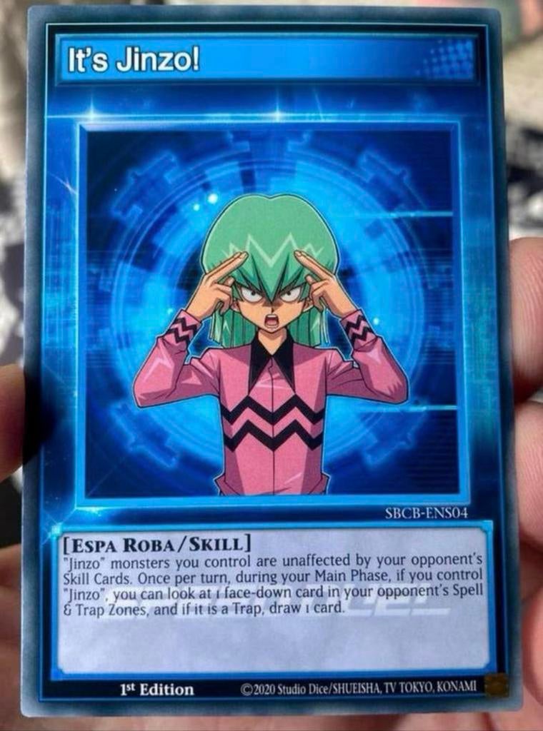 Yu-Gi-Oh! It’s Jinzo! SBCB 1st Ed Duel Promo !, Ophalen of Verzenden, Zo goed als nieuw, Losse kaart