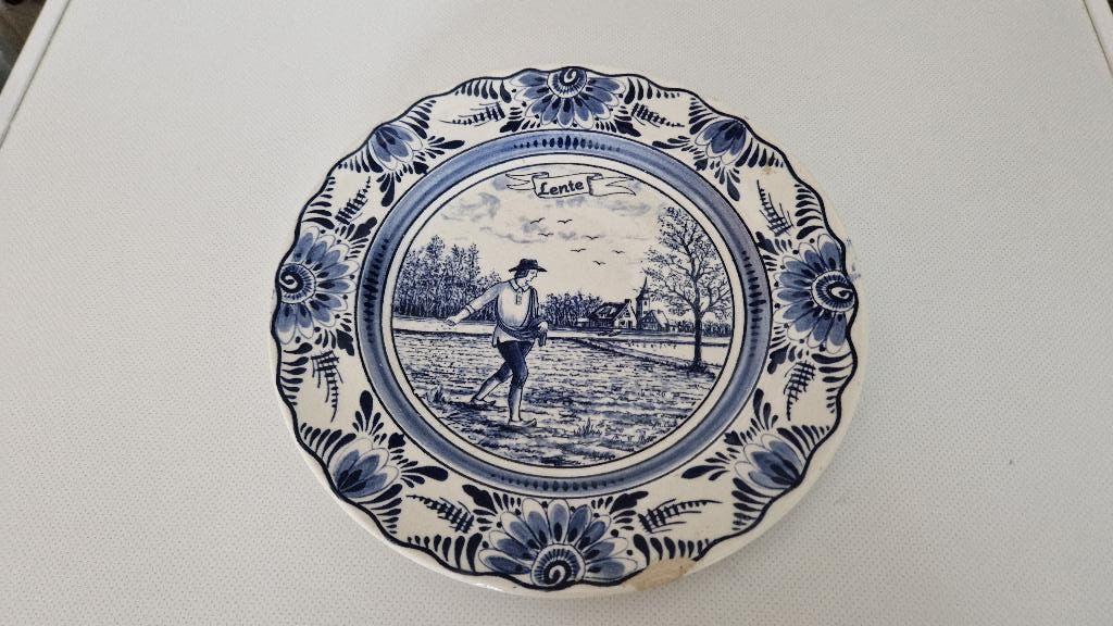 delfts blauwe schotel de lente, Ophalen of Verzenden