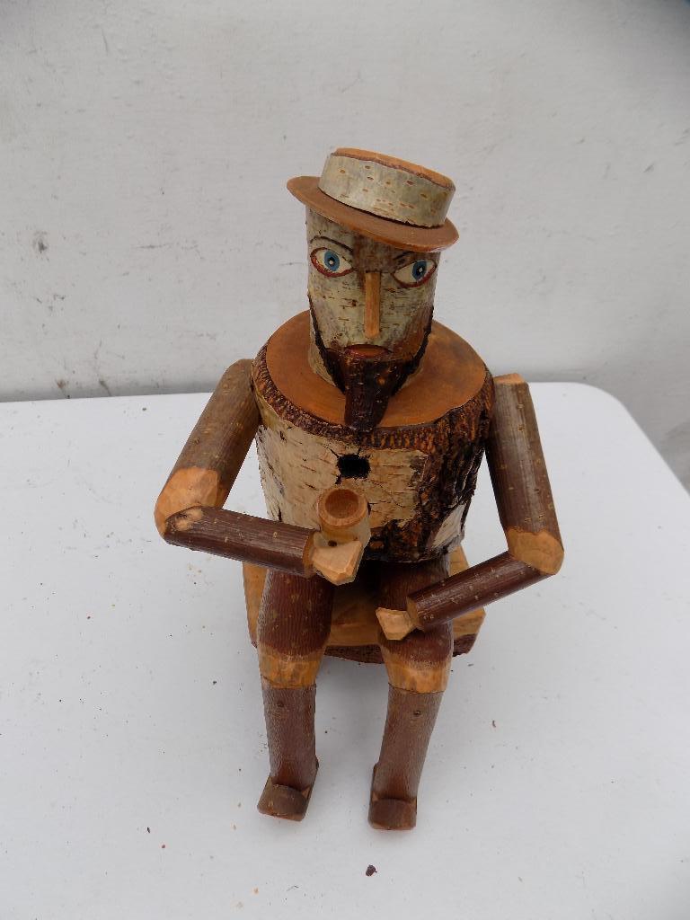 Decoratie berkenschors mannetje hout handgemaakt, Ophalen of Verzenden, Gebruikt