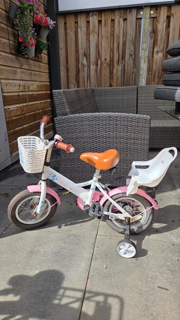 Leuke kinderfiets met zijwieltjes en zitje, Ophalen, Zijwieltjes, Gebruikt, Little Miss