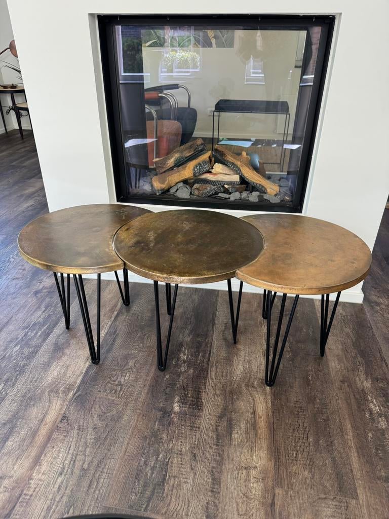 Richmond Interior Salontafel set, zwaar, gietijzer. Design, Huis en Inrichting, Tafels | Salontafels, Rond, Zo goed als nieuw