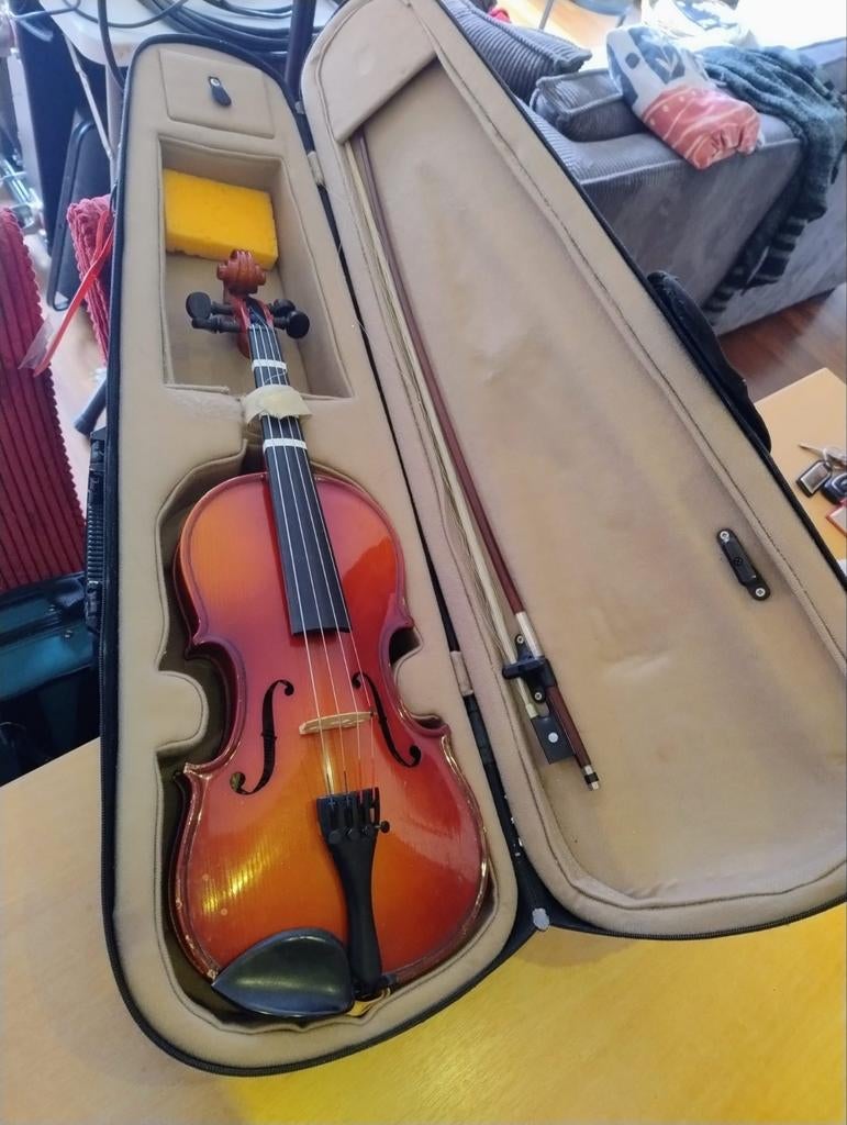 Altviool met koffer en strijkstok, Muziek en Instrumenten, Strijkinstrumenten | Violen en Altviolen, Overige formaten, Zo goed als nieuw