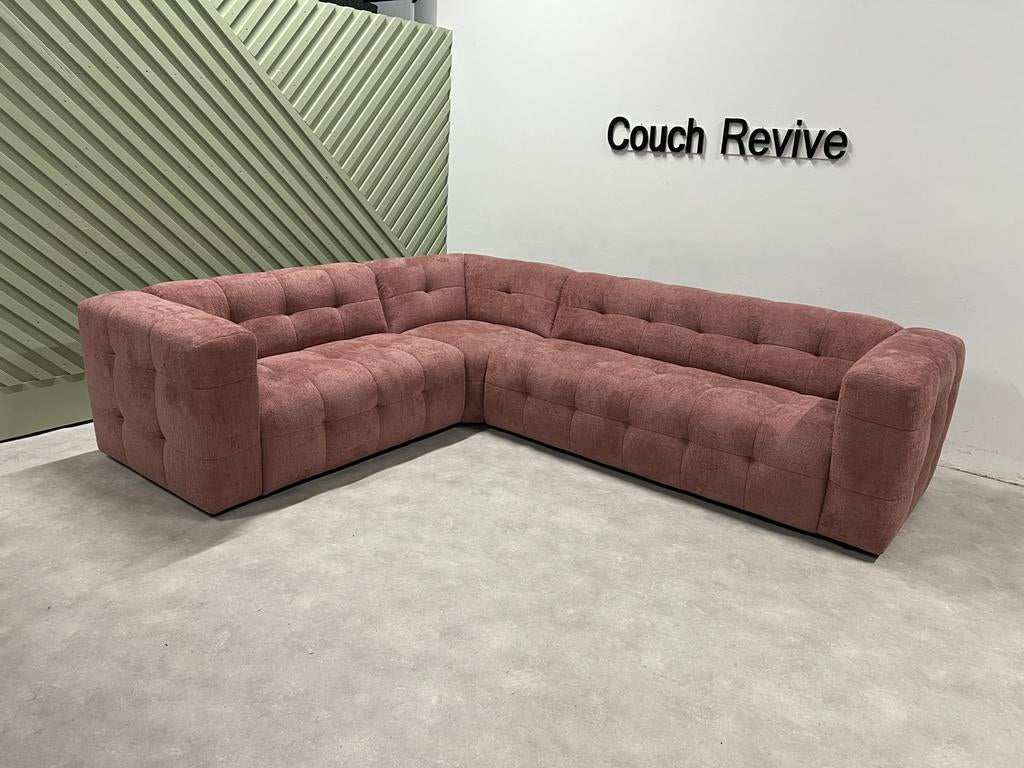 GRATIS LEVERING Roze Hoekbank 295x245, Huis en Inrichting, Banken | Bankstellen, -, Verzenden, -, Zo goed als nieuw