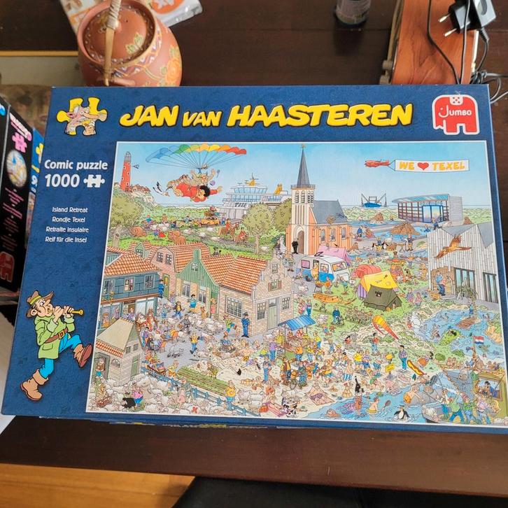Jan van Haasteren Puzzel 1000 stukjes - Rondje Texel, Hobby en Vrije tijd, Denksport en Puzzels, Zo goed als nieuw, Legpuzzel
