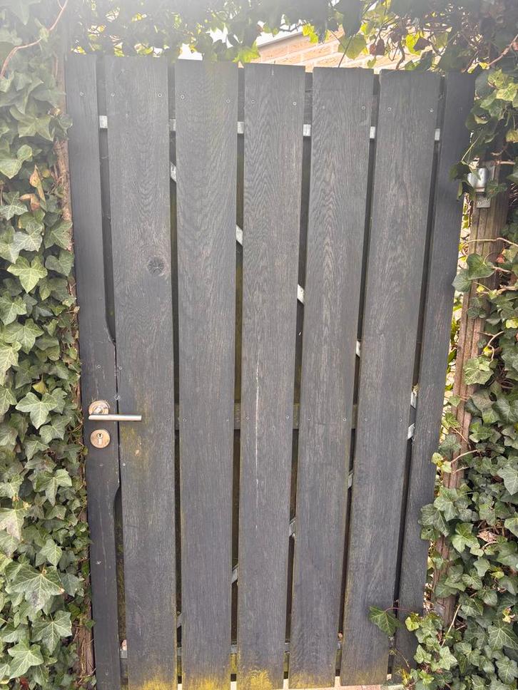 Hardhouten Tuinpoort 100x180cm - op stalen frame, Tuin en Terras, Tuinpoorten, Gebruikt, Looppoort, Hout, 150 tot 200 cm, 100 tot 150 cm