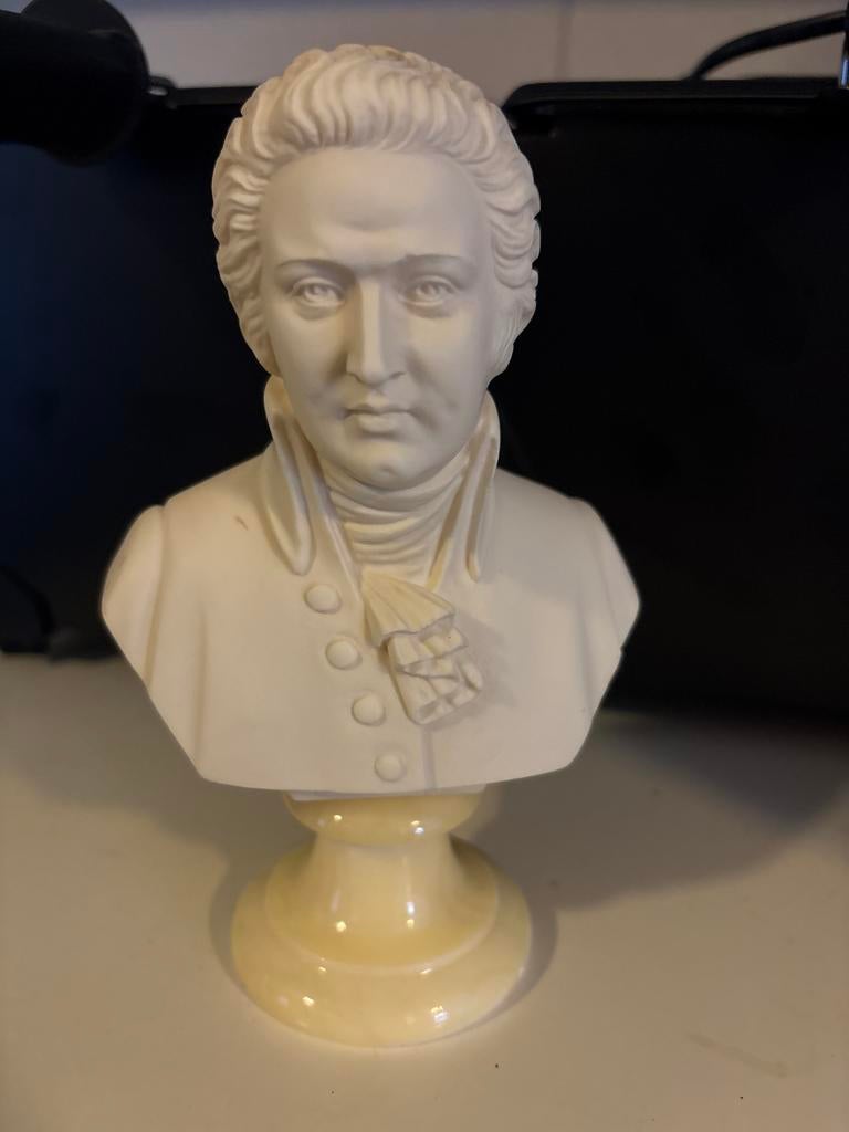 Mozart Buste 16 cm op marmeren voet, Antiek en Kunst, Ophalen of Verzenden