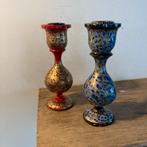 Handgeschilderde papier-maché kandelaars uit Kashmir, Ophalen of Verzenden, Overige materialen