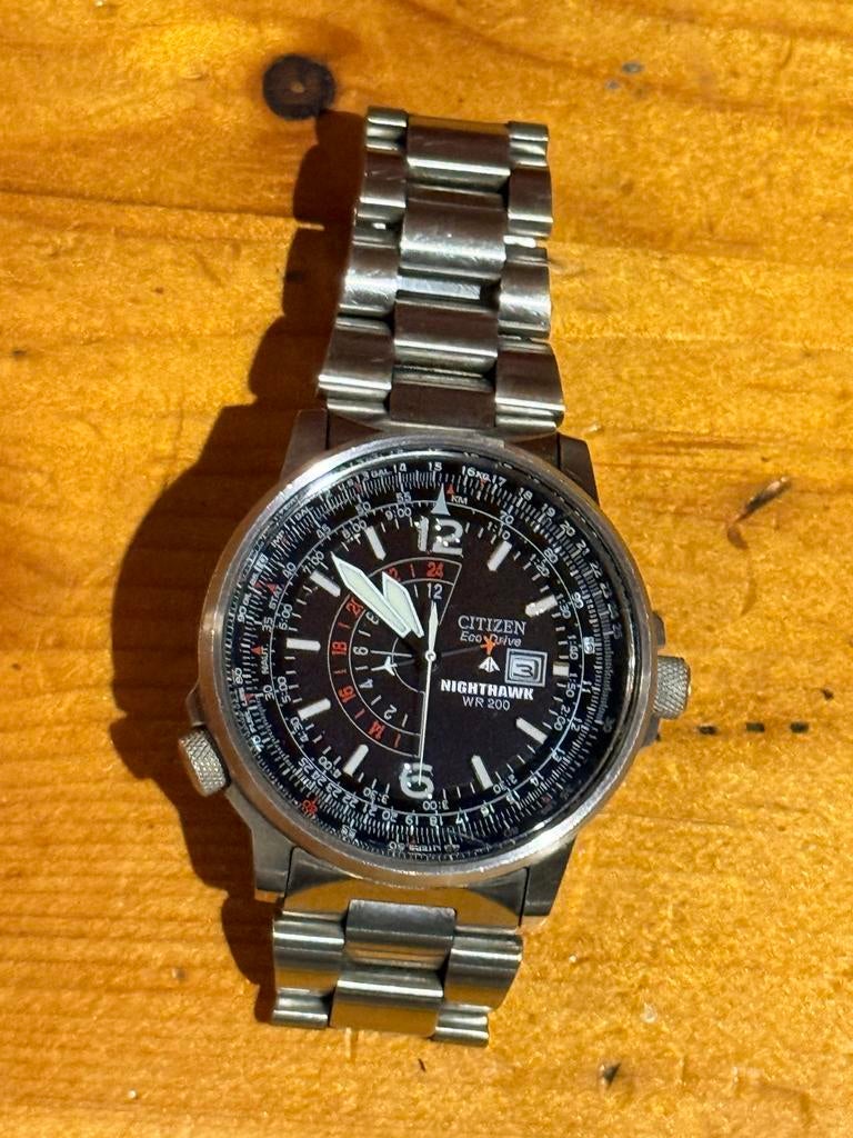 Citizen Nighthawk Eco-Drive WR 200 Herenhorloge, Sieraden, Tassen en Uiterlijk, Horloges | Heren, Gebruikt, Polshorloge, Citizen