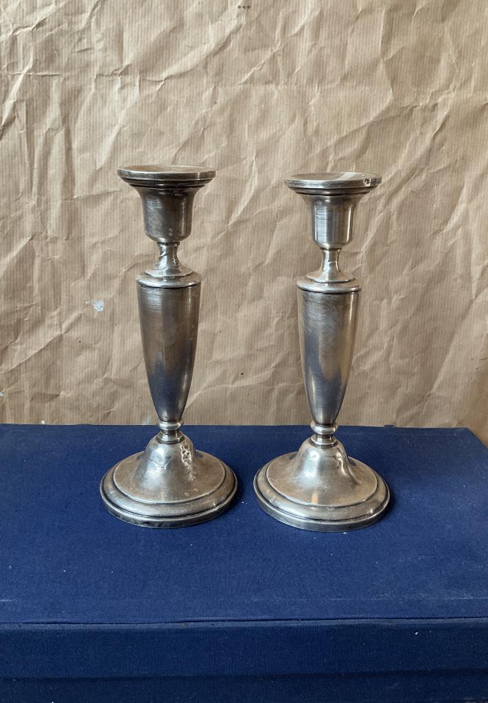 Paar zilveren kandelaars, Antiek en Kunst, Ophalen of Verzenden, Zilver