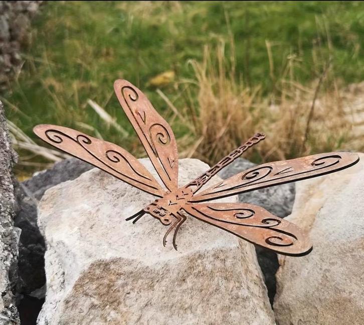 Metalen libelle tuinsteker, Tuin en Terras, Tuinbeelden, Nieuw, Metaal, Ophalen of Verzenden