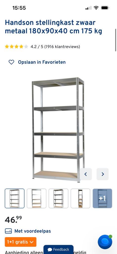 Twee nieuwe stellingkasten metaal 180x90x40 cm, Huis en Inrichting, Kasten | Stellingkasten, Ophalen, Zo goed als nieuw