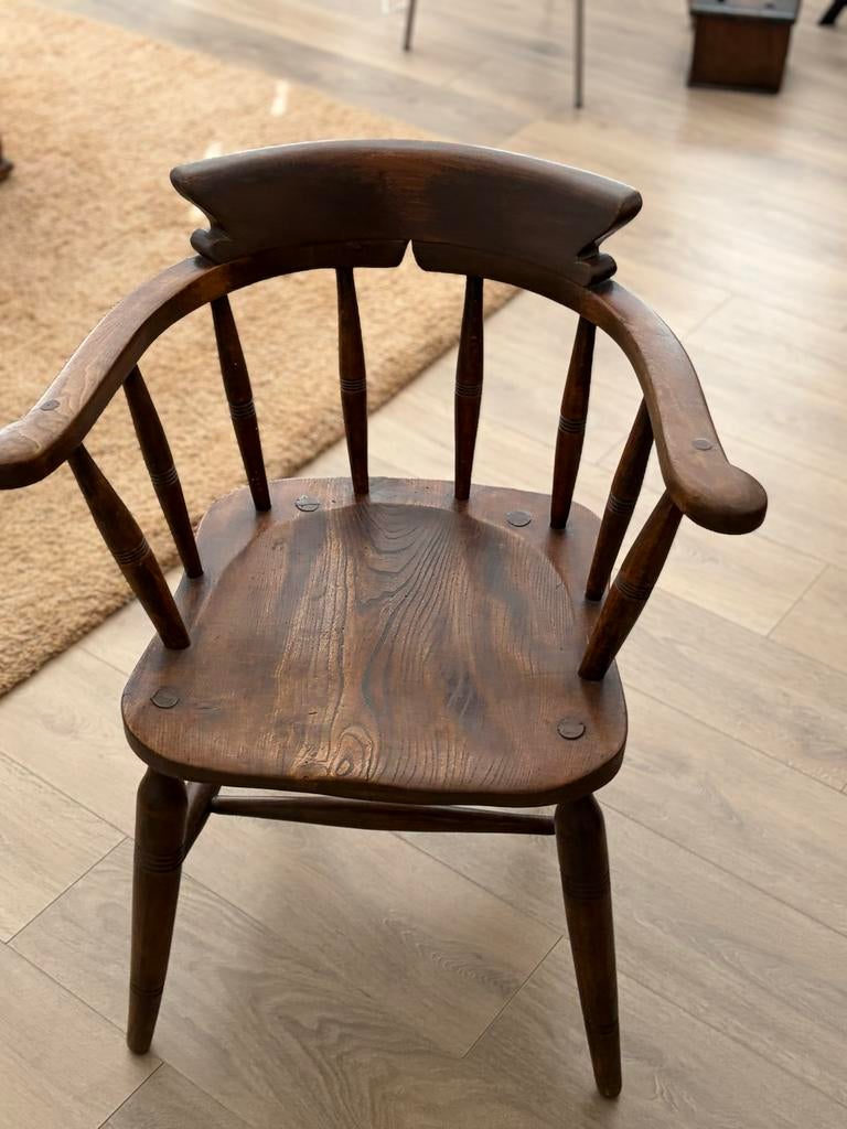 Antieke Captains Chair van massief hout, Antiek en Kunst, Ophalen