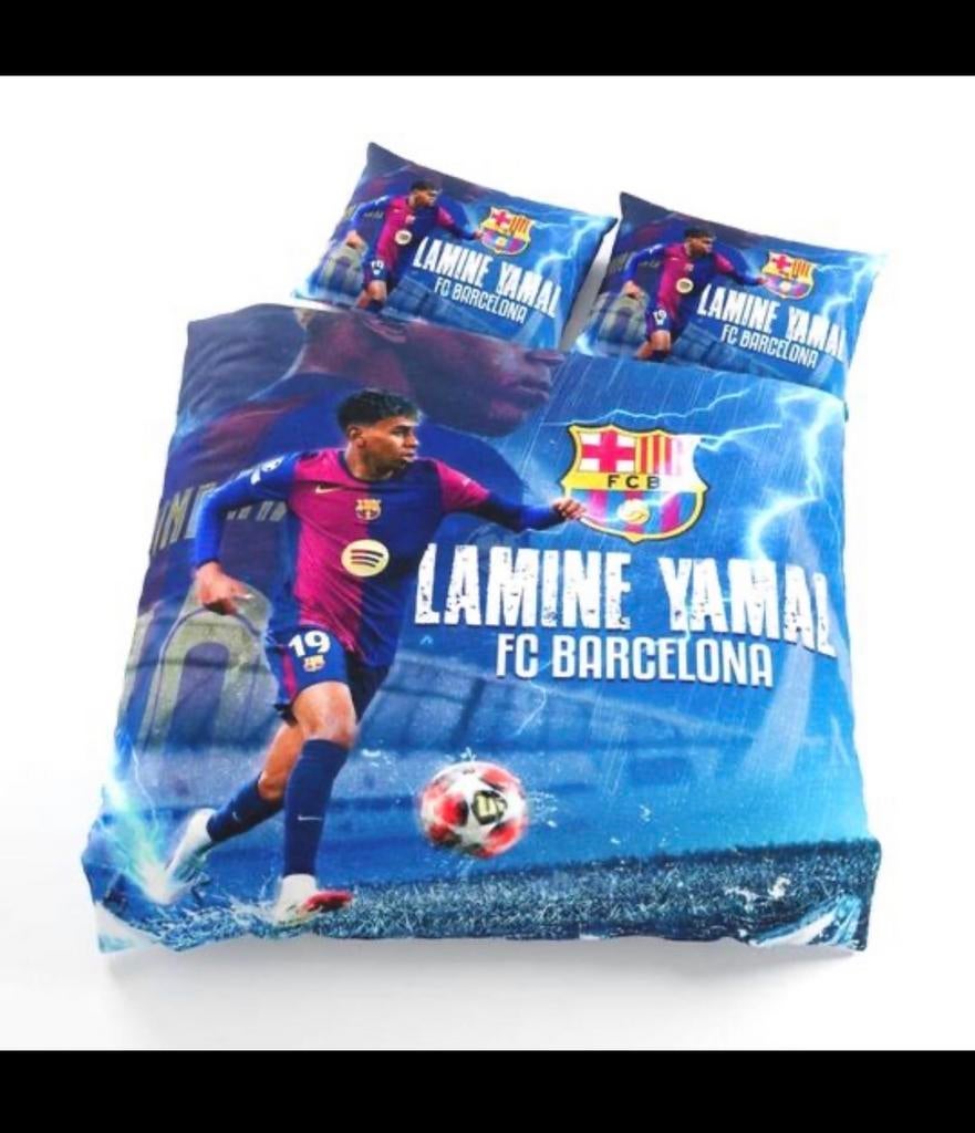 Lamine Yamal FC Barcelona Dekbedovertrek, Eenpersoons, Blauw, Dekbedovertrek, Nieuw