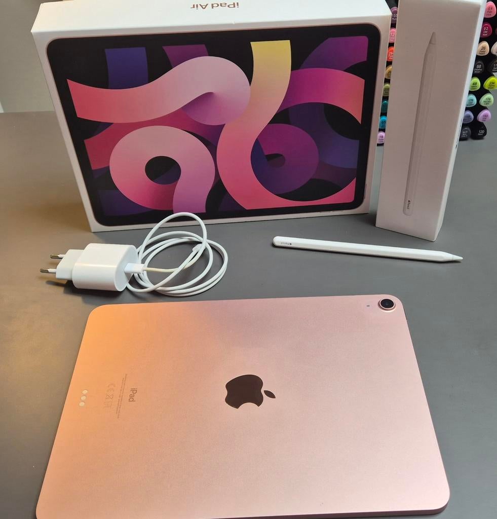 Apple Ipad air 4th gen (2020) + apple pencil 2nd gen, Computers en Software, Apple iPads, Gebruikt, Apple iPad Air, Wi-Fi, 9 inch