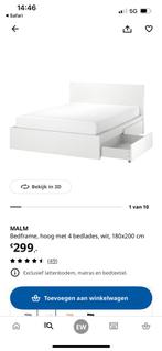 Ikea MALM bed 180-200 (inc 4 lades), Ophalen, Gebruikt, Tweepersoons