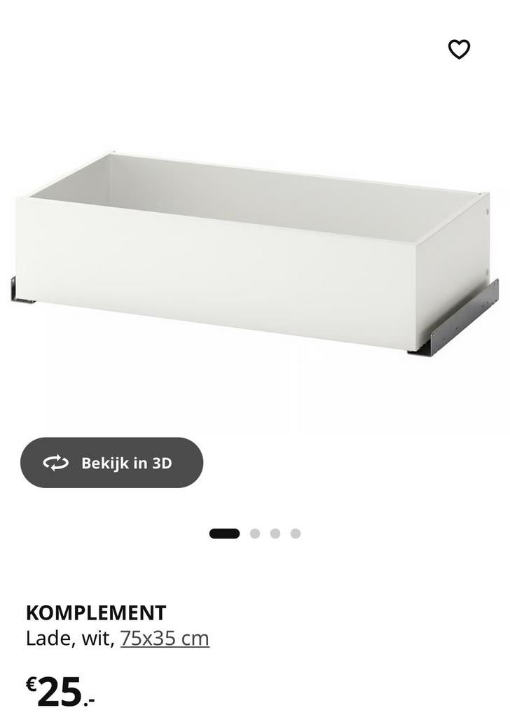 Ikea komplement lade 75x35, Ophalen, 50 tot 100 cm, Zo goed als nieuw, Minder dan 100 cm