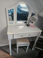 Witte kaptafel met drieluik spiegel en lade. MOET ZSM WEG, Gebruikt, 100 tot 150 cm, Klassiek, Romantisch, Hout