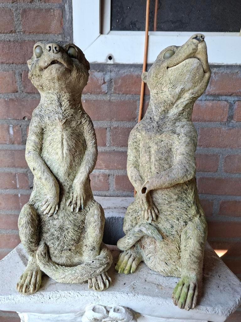 Twee decoratieve stokstaartjes - 30cm hoog, Ophalen, Gebruikt, Overige materialen, Dierenbeeld