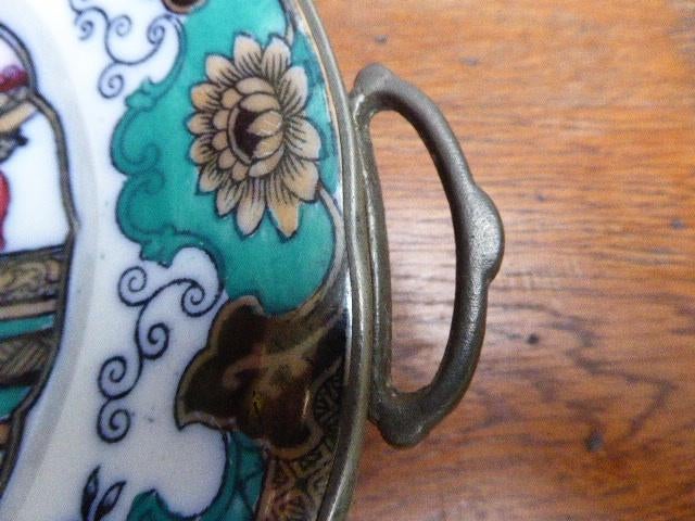 Antiek warmhoud bord met Japanse afbeelding, Ophalen of Verzenden