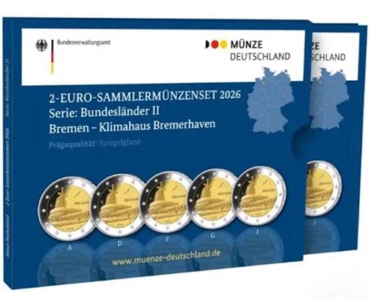 2 euro Duitsland “Bremen‘’ ADFGJ Proof 2026, Postzegels en Munten, Munten | Europa | Euromunten, Setje, 2 euro, Duitsland, Verzenden