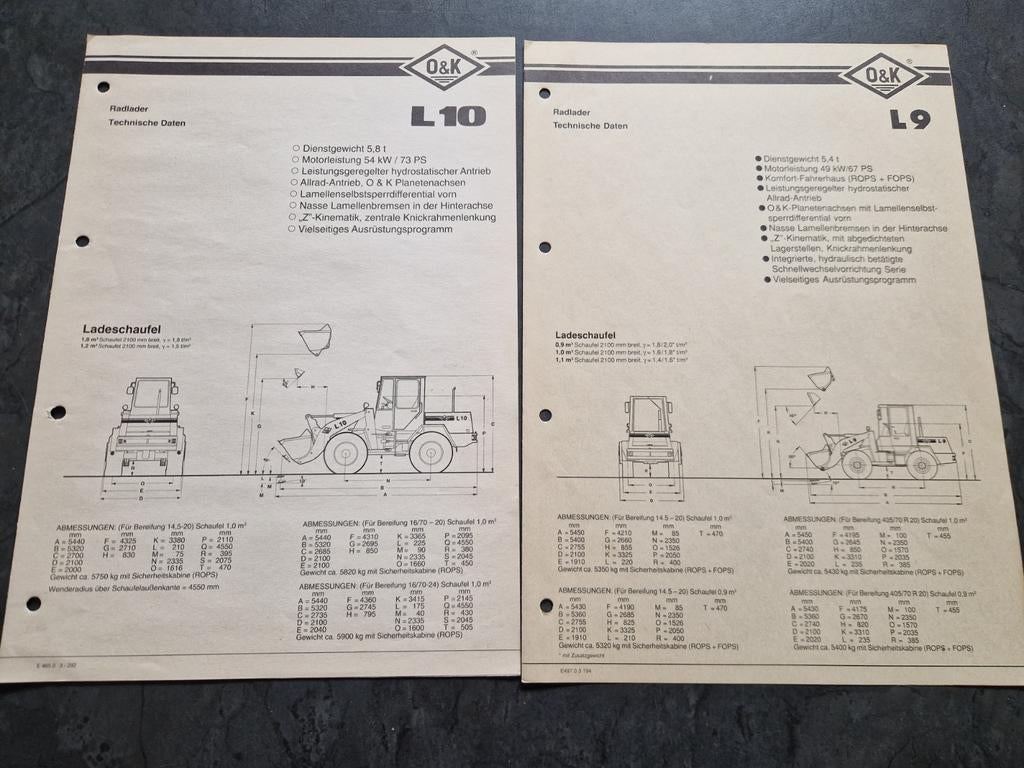 O&K L9 L10 L12 Technische Daten Catalogus Folder Set, Ophalen of Verzenden, Gelezen, O&K Orenstein & Koppel AG, Folder