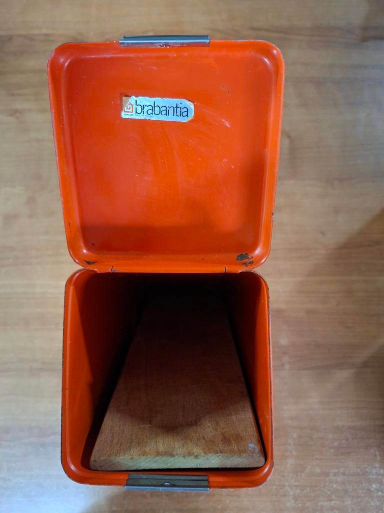 Vintage Brabantia Peperkoekblik Oranje met Bloemen, Ophalen of Verzenden