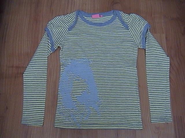 D-zine mooi grijs / geel gestreept shirt + opdruk meisje 152, Kinderen en Baby's, Kinderkleding | Maat 152, Gebruikt, Meisje, D-Zine