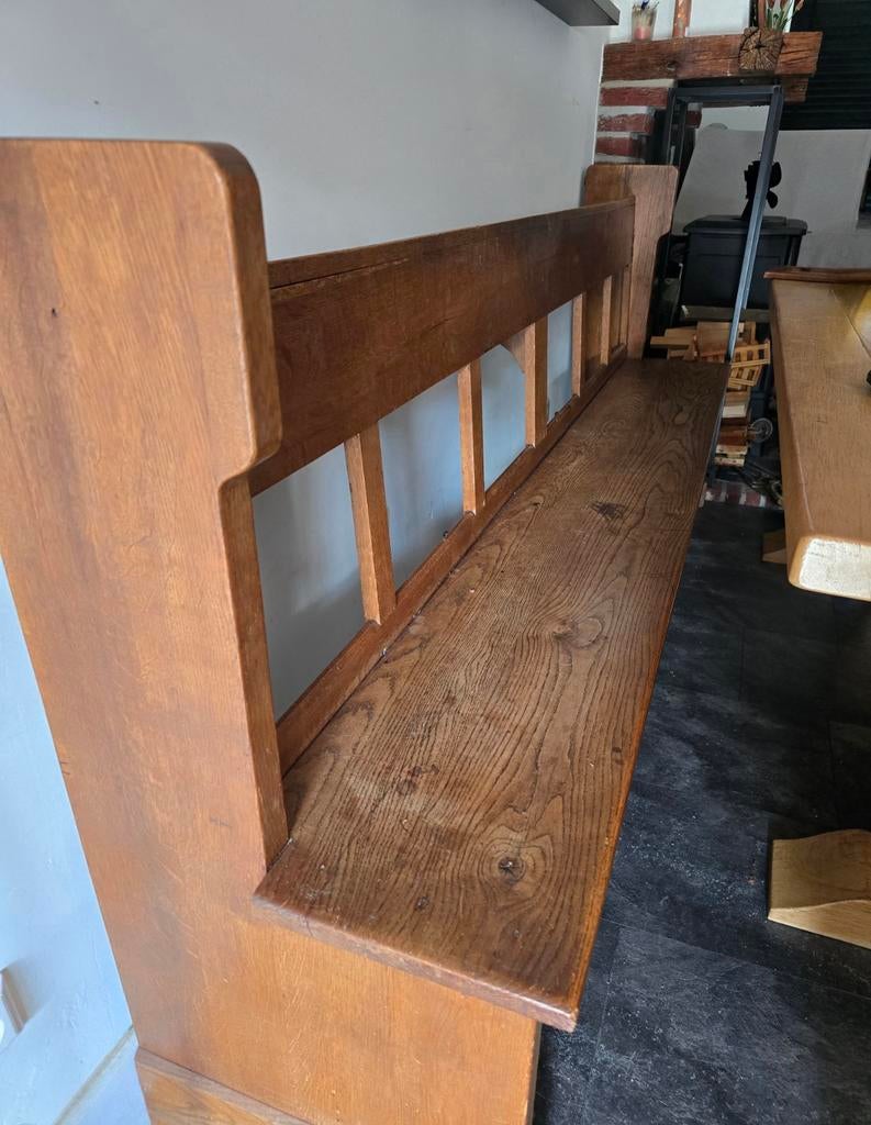 Antieke kerkbank - 230 cm lang, Antiek en Kunst, Ophalen