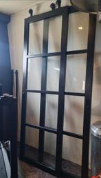 Zwarte schuifdeuren met glas en rol controllen/wieltjes, Ophalen, Binnendeur, Glas, Schuifdeur