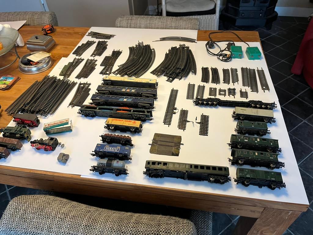 Lot Fleischmann wagons en rails, Gebruikt, Gelijkstroom, Fleischmann, Rails