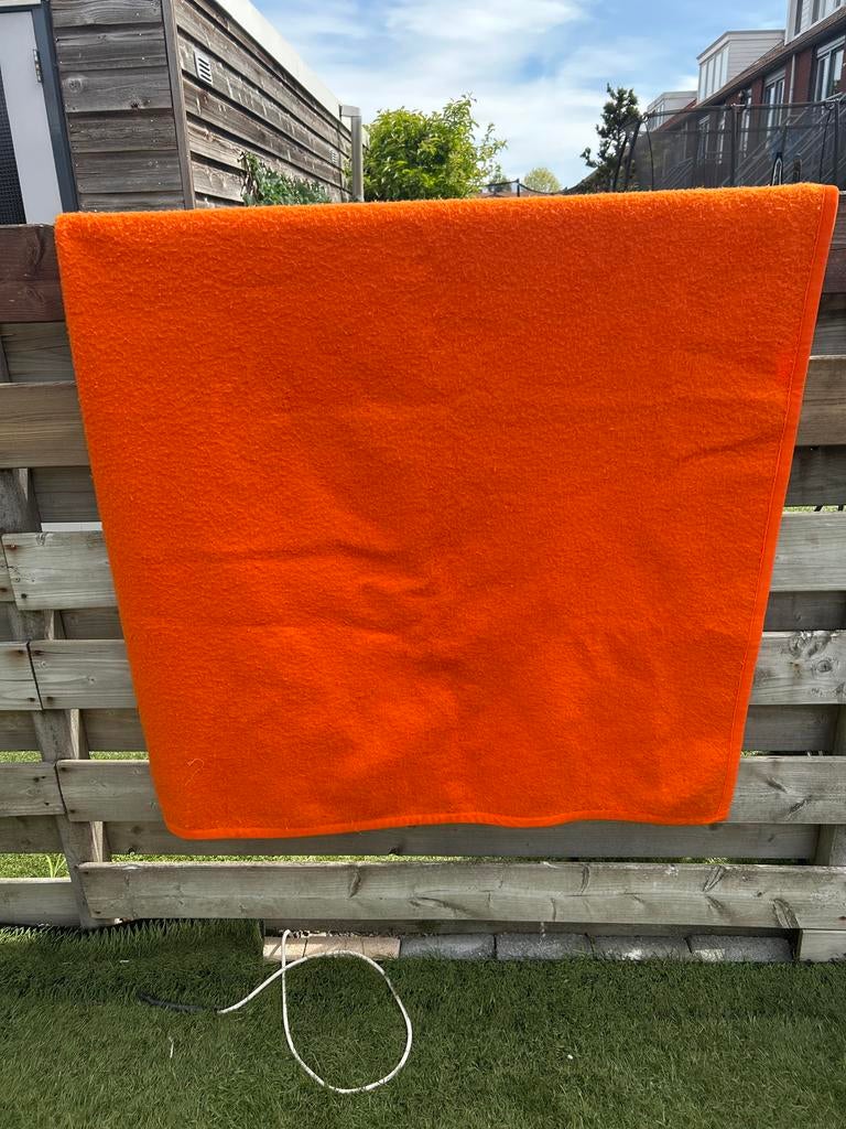 Vintage Oranje polyacryl deken/plaid, Ophalen of Verzenden, Gebruikt, Oranje, Rechthoekig