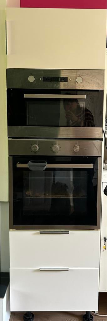 Keukenkast met oven en magnetron, Huis en Inrichting, Keuken | Keukenelementen, Ophalen, Gebruikt, 200 cm of meer, Wit