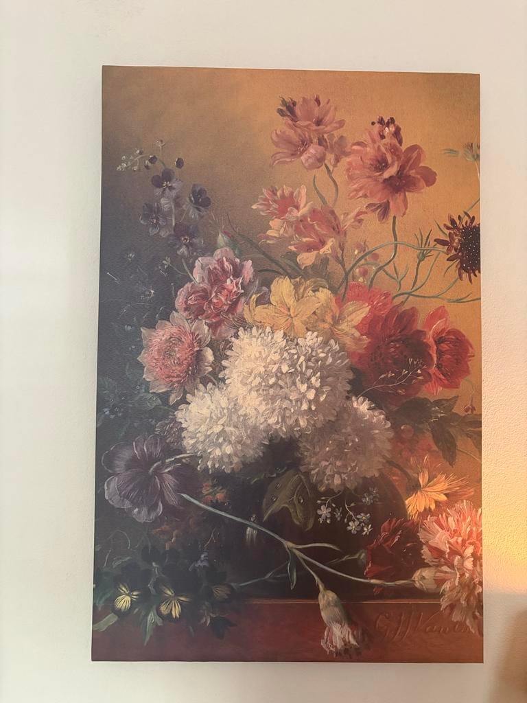 Groot Canvas Schilderij Bloemen - 75x115 cm, Antiek en Kunst, Kunst | Schilderijen | Klassiek, Ophalen