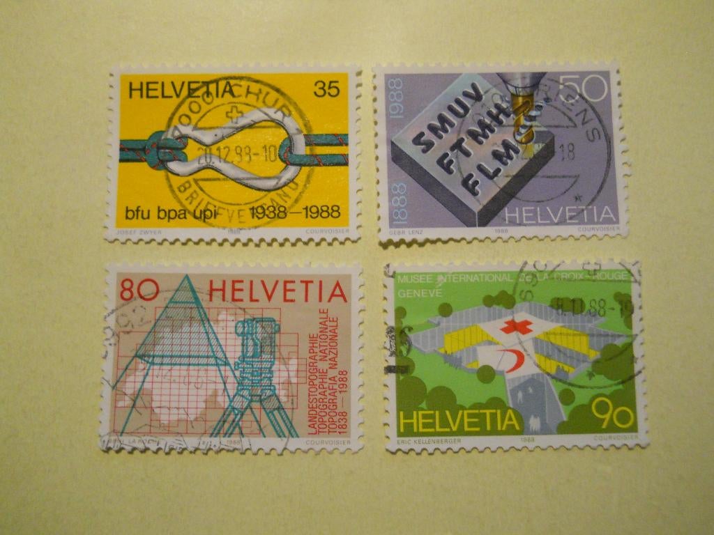 Zwitserland 1988 Jahreserreignisse serie Mi.1376-1379 gest., Ophalen of Verzenden, Gestempeld