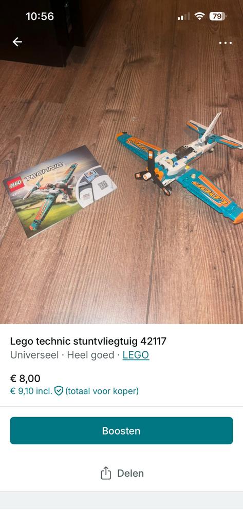 Stuntvliegtuig lego technic, Ophalen of Verzenden, Zo goed als nieuw