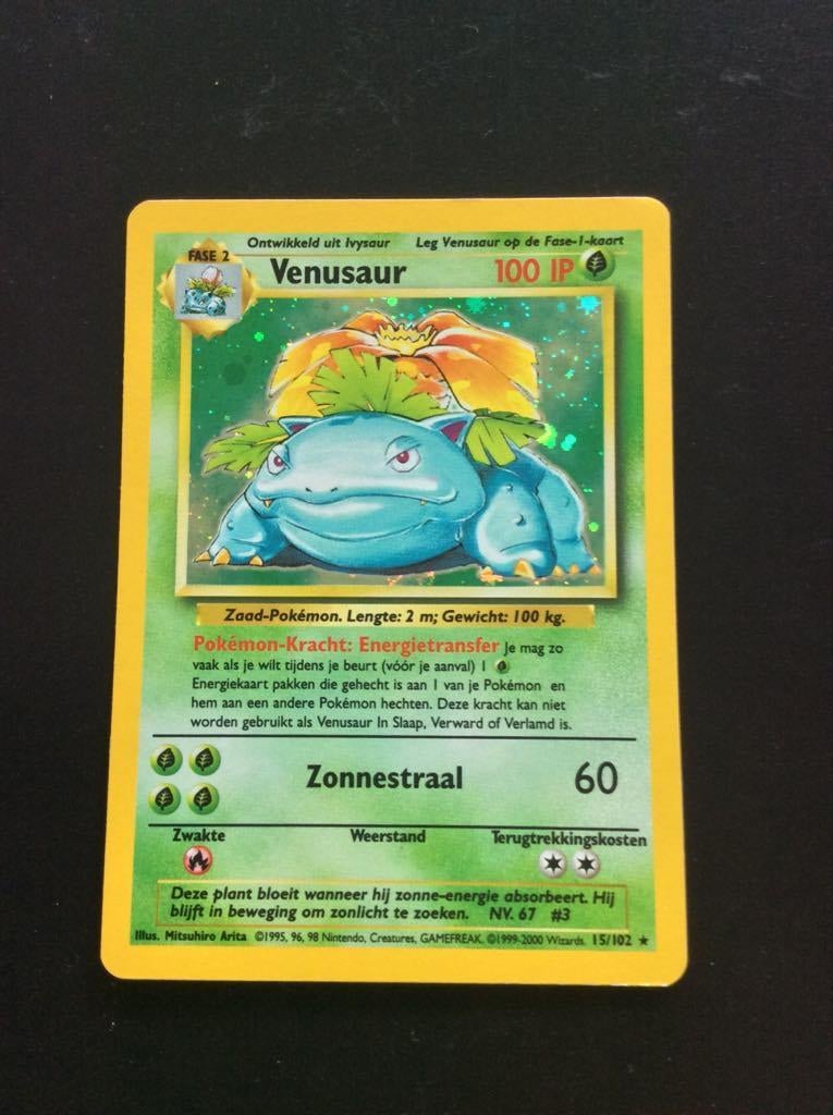 Venusaur, Base set 1 - Pokémonkaart, Ophalen of Verzenden, Zo goed als nieuw, Losse kaart, Foil