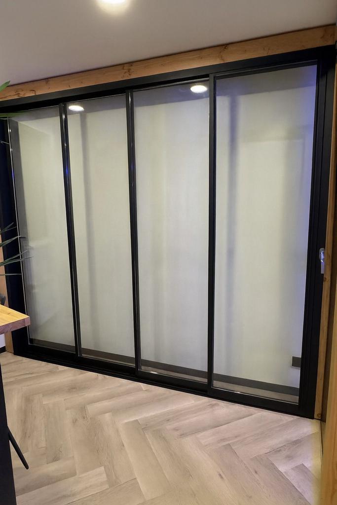 Glazen schuifwand isolatieglas 2750 x 2400, Ophalen, 225 cm of meer, Aluminium, Zo goed als nieuw
