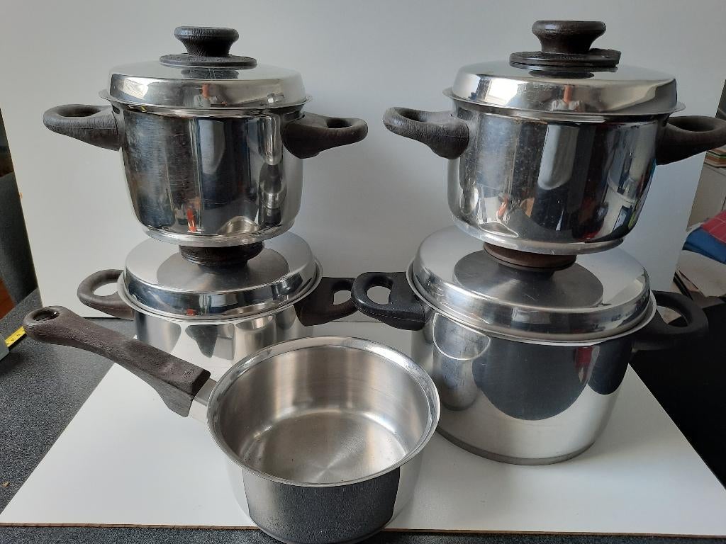 Fissler pannenset, Gebruikt, Keramische plaat, Pannenset, Ophalen of Verzenden