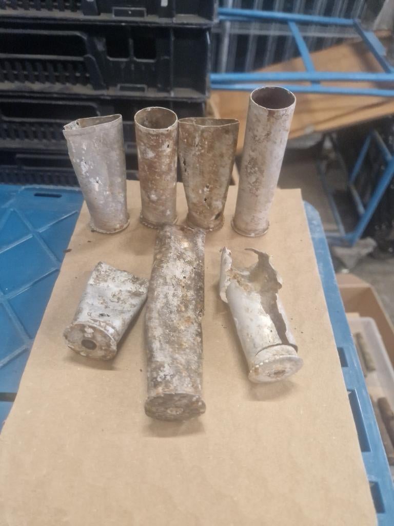 Bodemvondst seinpistool hulzen., Ophalen of Verzenden, Landmacht, Duitsland, Hulzen of Bodemvondsten