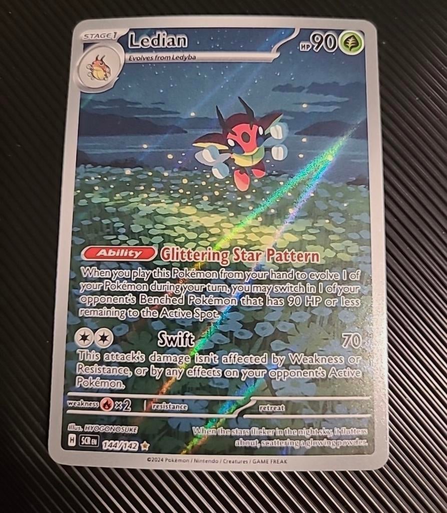 Ledian 144/142 - Zeldzame Pokémonkaart, Ophalen of Verzenden, Zo goed als nieuw, Losse kaart, Foil