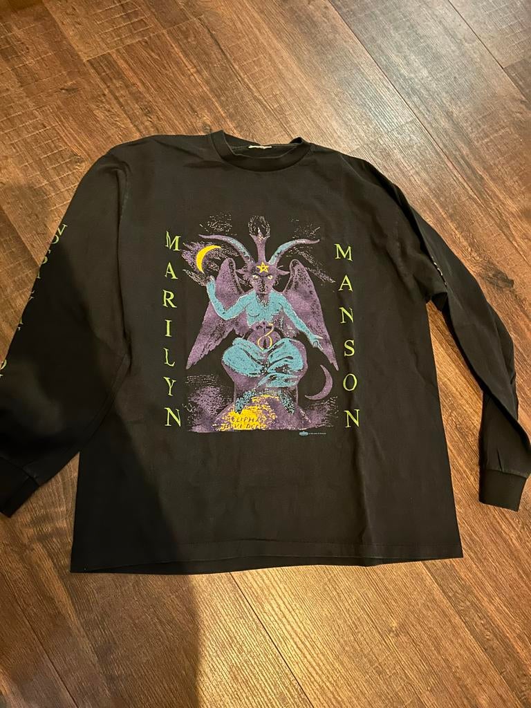 Vintage 1996 Marilyn Manson longsleeve, Verzenden, Gedragen, Overige maten, Zwart