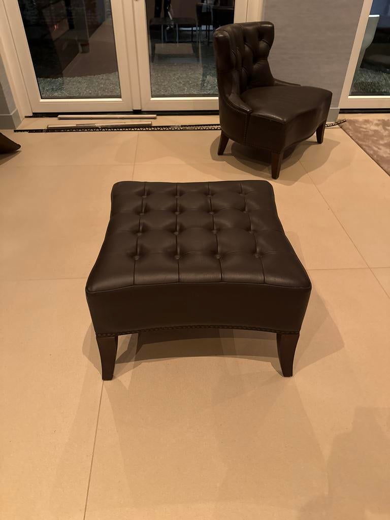 Piet Boon Sam poef in bruin leer, Ophalen, Vierkant, Leer, Zo goed als nieuw