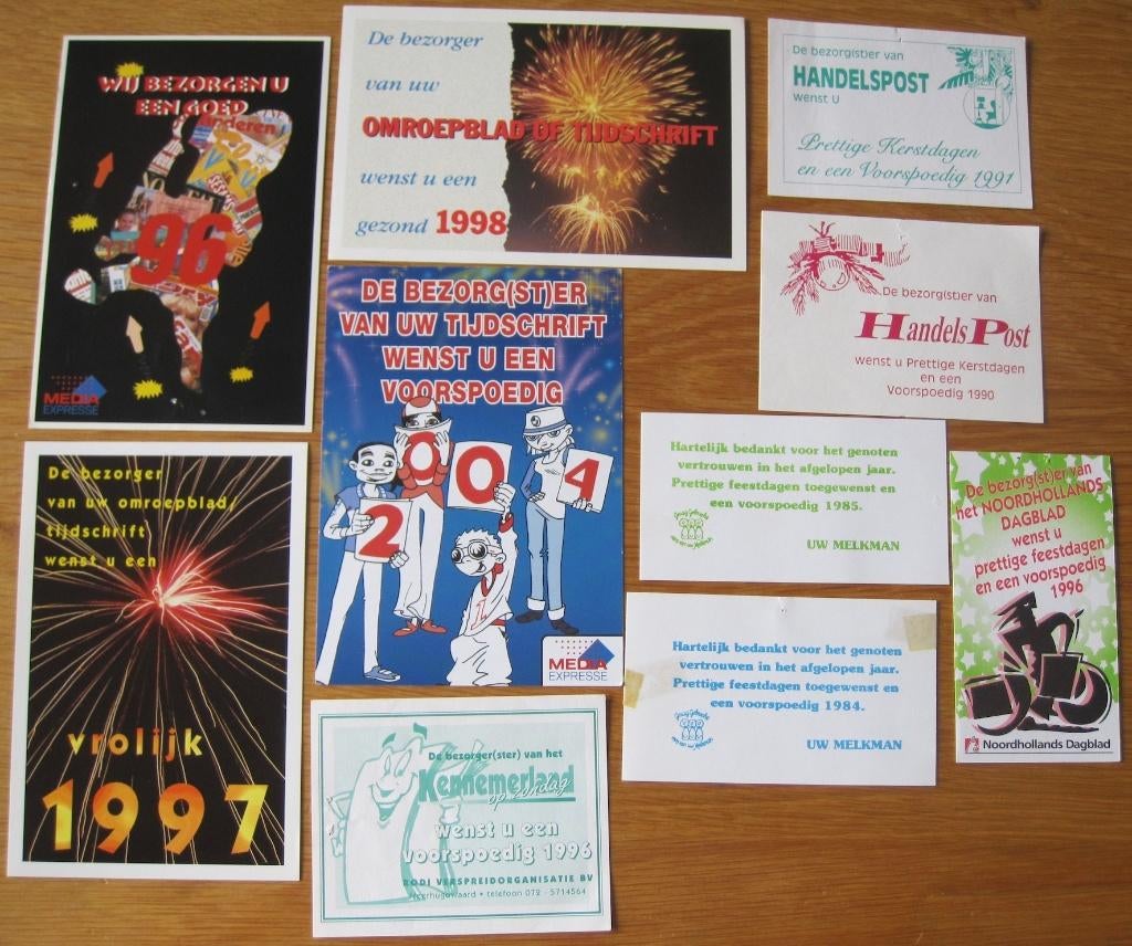 Verzameling bezorgerswensen - bedank kaartjes feestdagen, Ophalen of Verzenden, Zo goed als nieuw