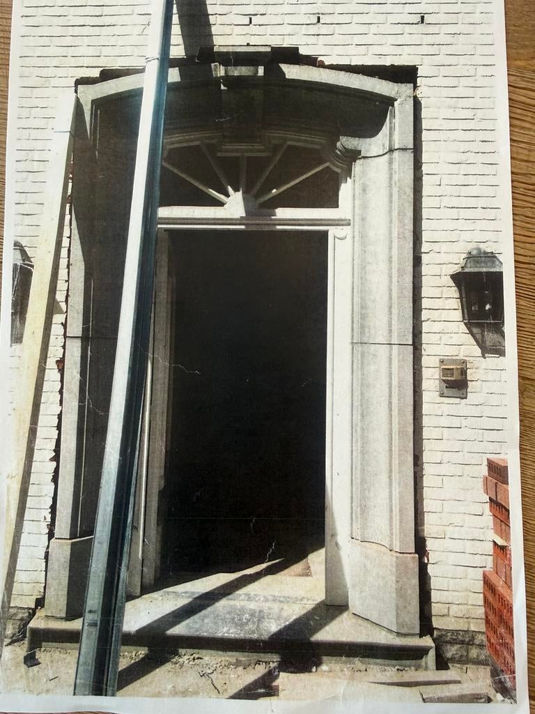 Voordeur met natuursteen ornamenten, Ophalen, Hout, 120 cm of meer, 215 cm of meer