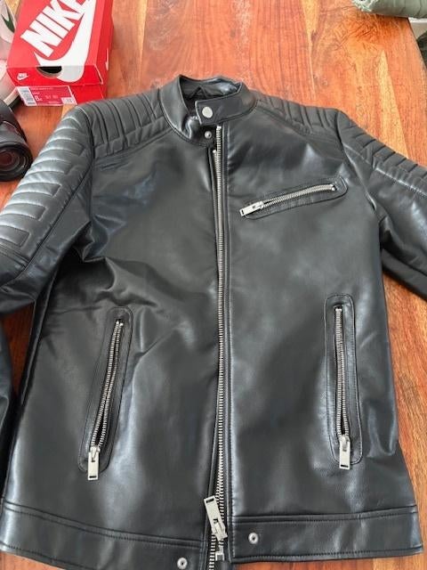 Zara leren jas (biker model) maat M zwart, Maat 48/50 (M), Zwart, Ophalen of Verzenden, Zo goed als nieuw
