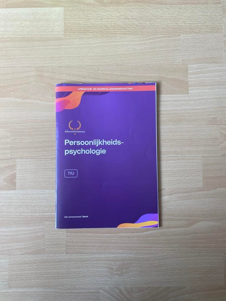 Athena Summary Persoonlijkheidspsychologie Jaar 1 Tilburg, Ophalen of Verzenden, Gamma, Zo goed als nieuw, WO