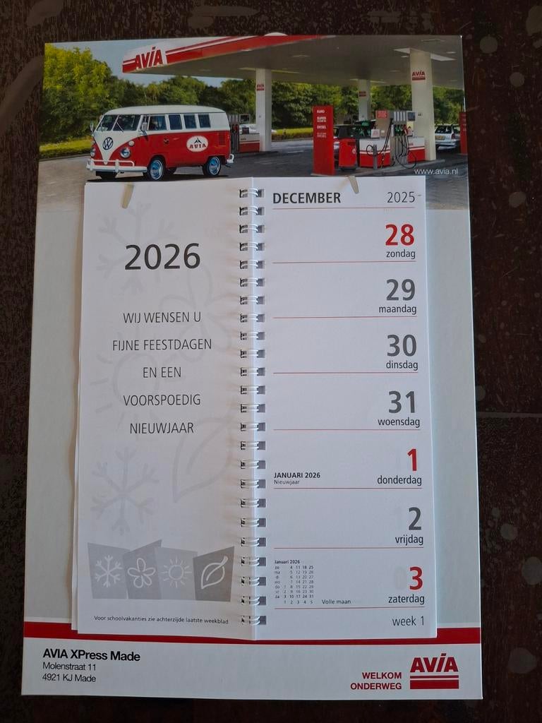 Avia kalender 2026 - Gratis op te halen, Diversen, Ophalen, Nieuw